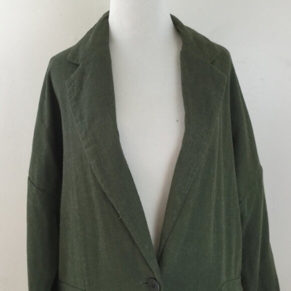 Zara Longline Oversized Linen Blend Olive Blazer Jacker xs - Picture 5 of 13